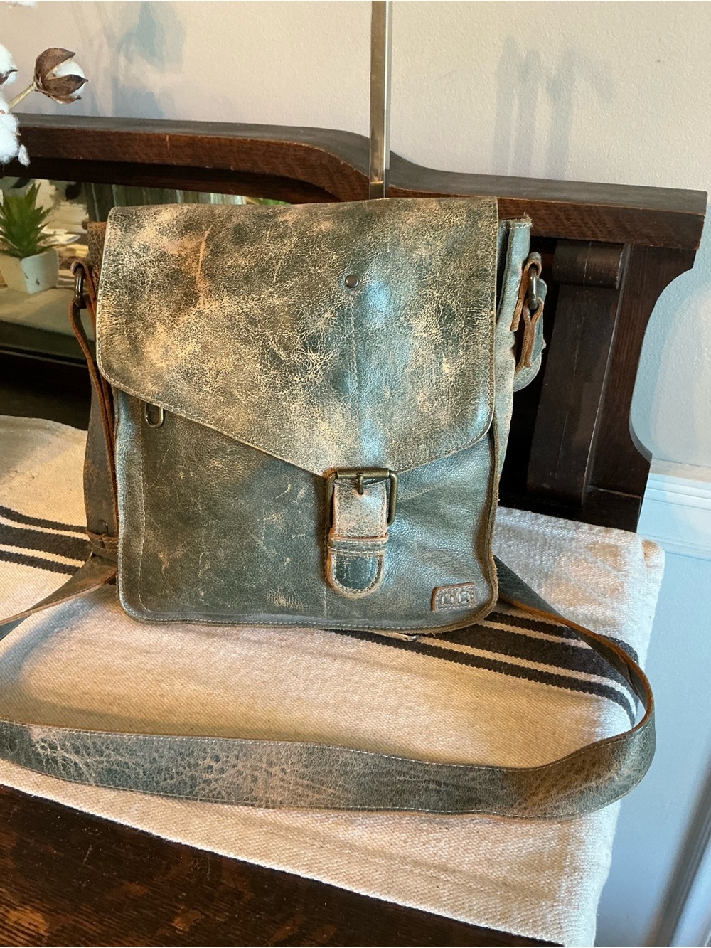 Bed Stu Leather Venice Beach Crossbody Bag Dark Teal Lux Retail $240